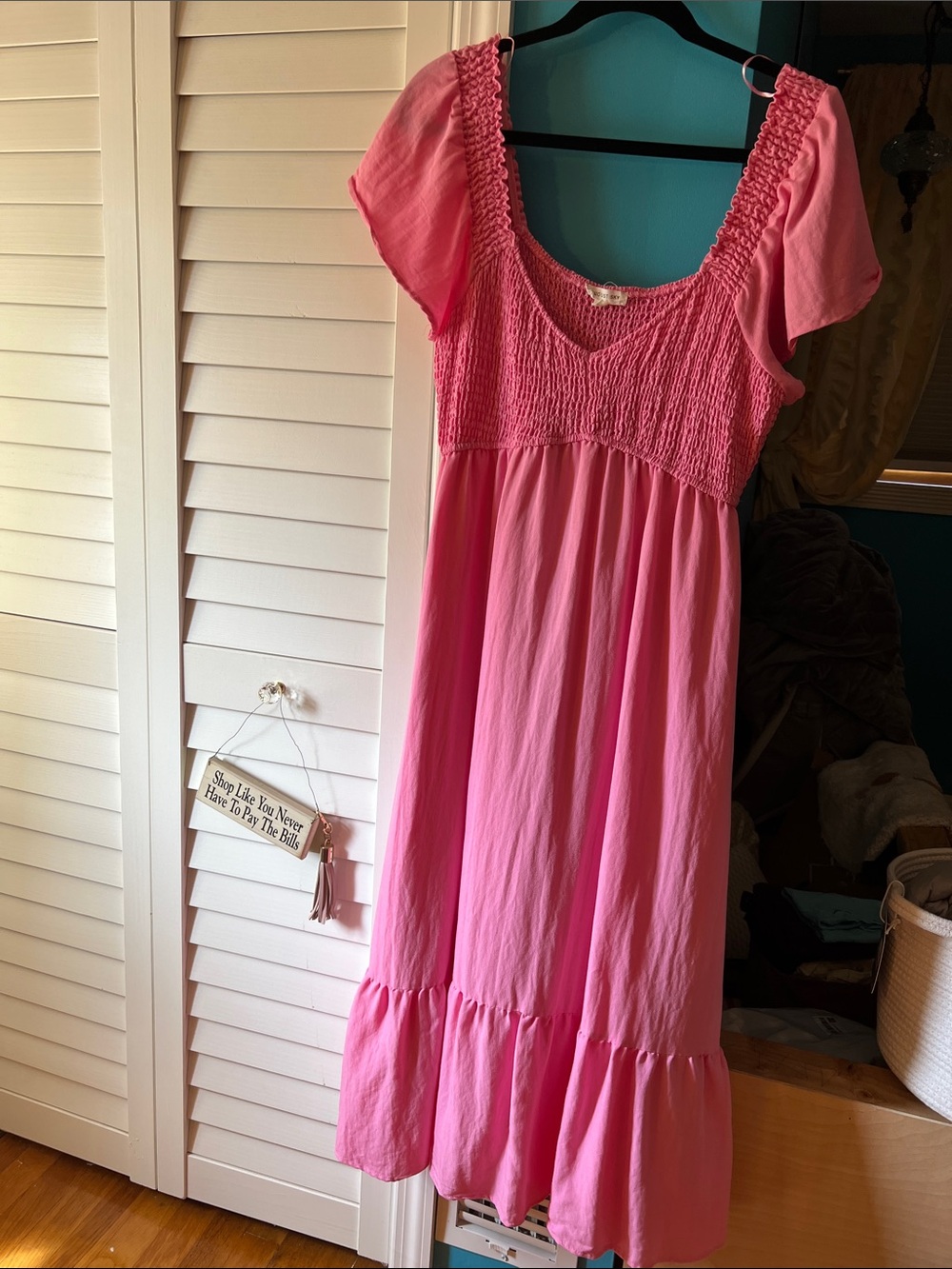August Sky - Smocked Dress - Pink - LARGE